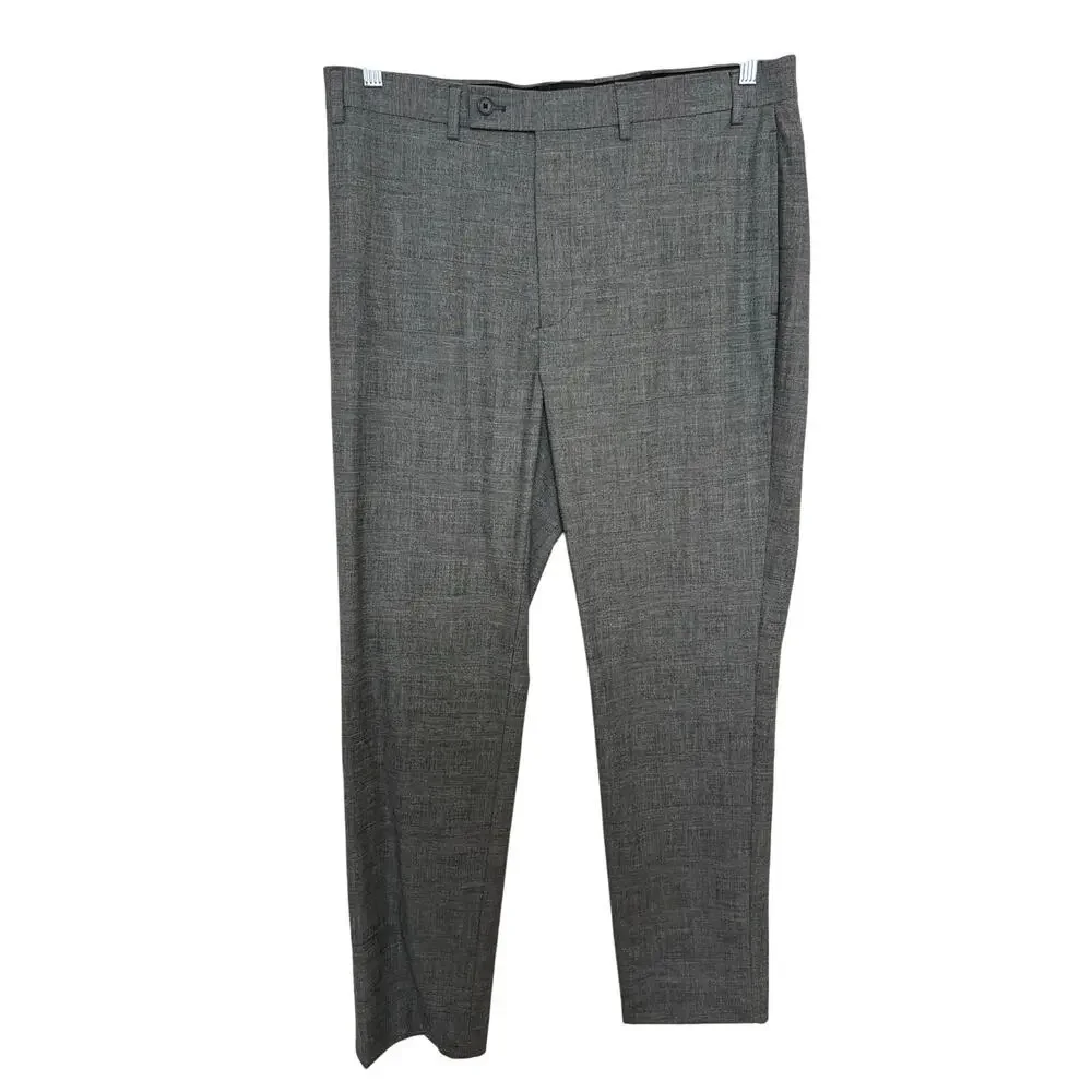 Calvin Klein Slim Fit Gray Glen Plaid Dress Pants Stretch Trousers 36x32